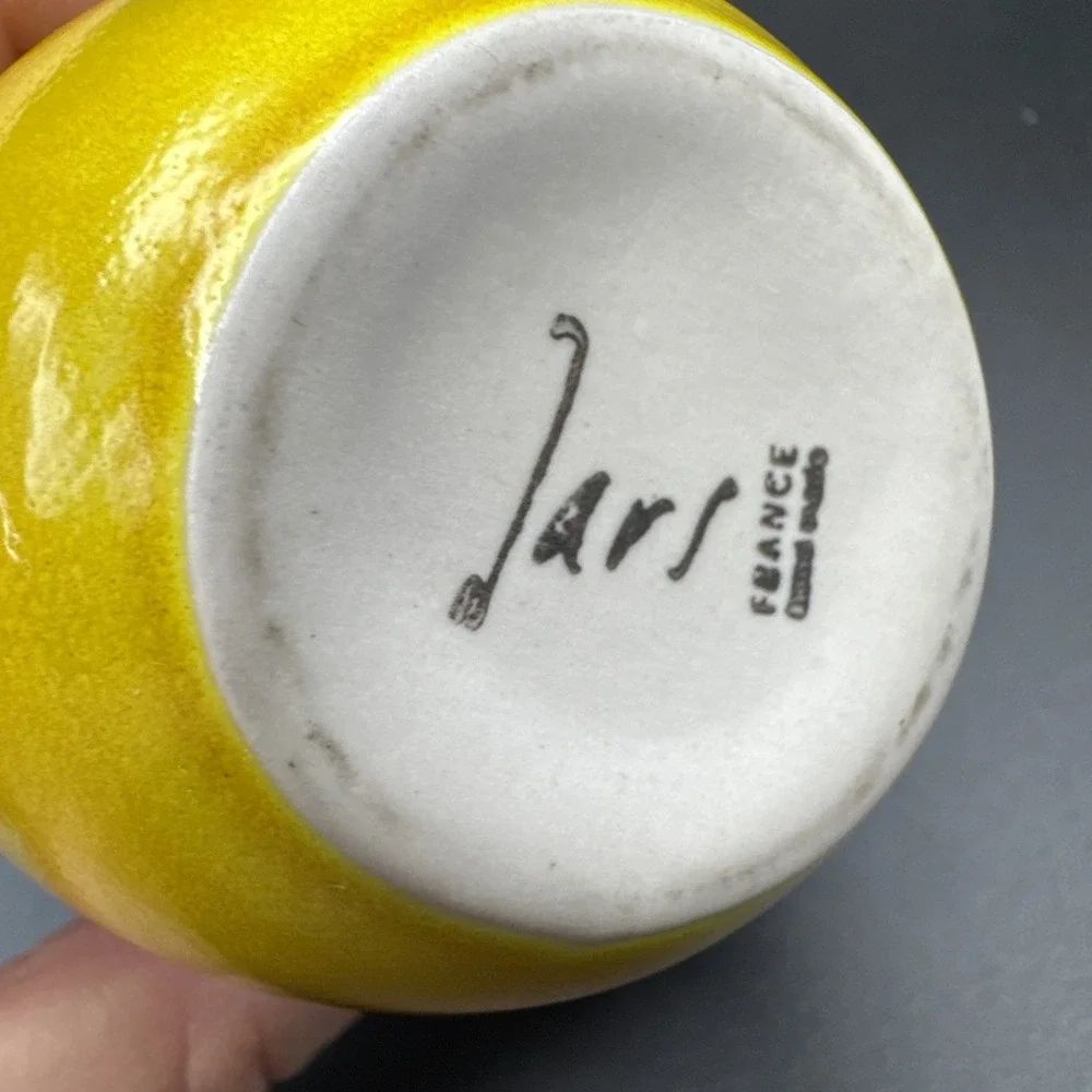 Jars France Bud Vase Ceramistas Yellow Handmade Ceramic Teardrop Rare Find‎